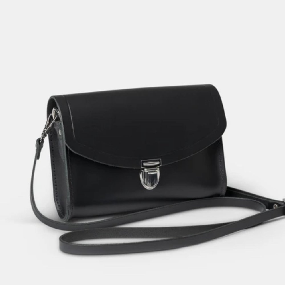Cambridge Satchel Black Crossbody Push Lock Bag